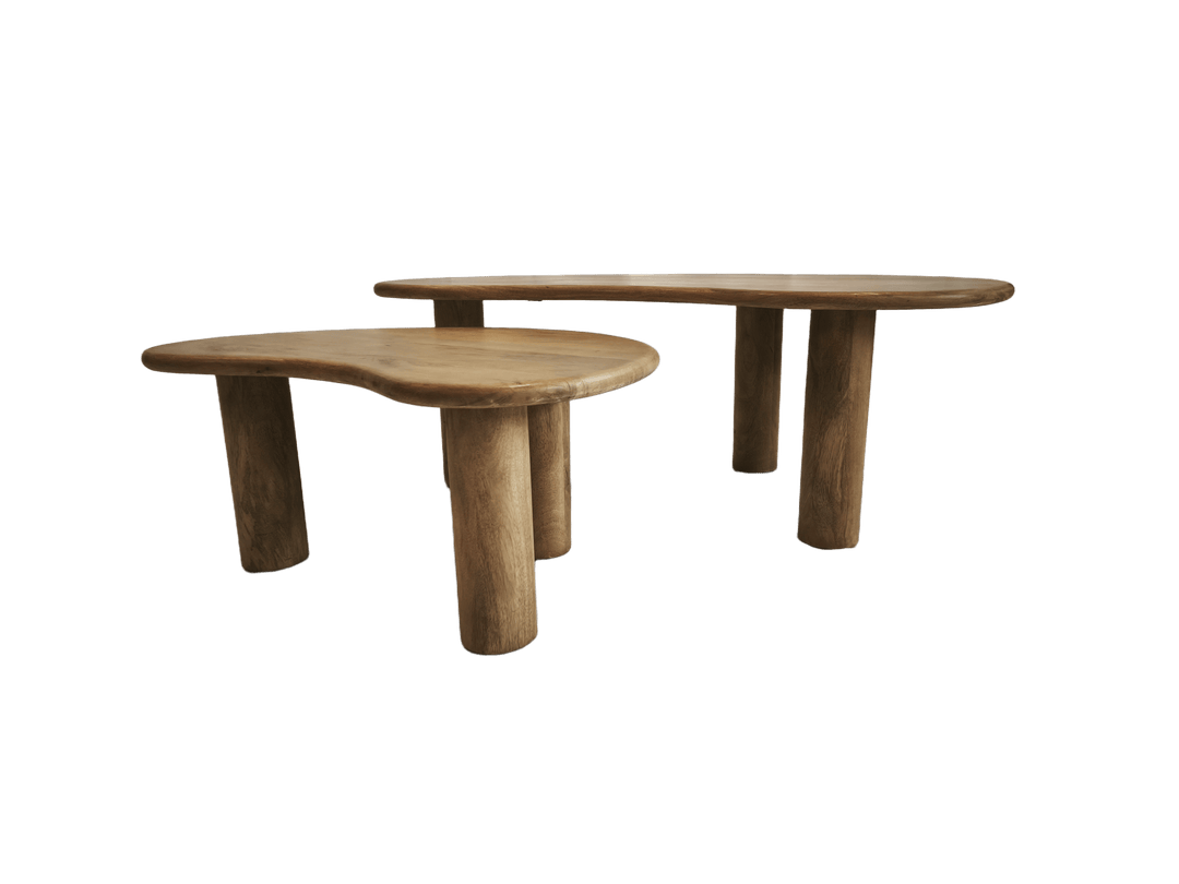 SET 2 MESAS CENTRO ORGÁNICA MADERA